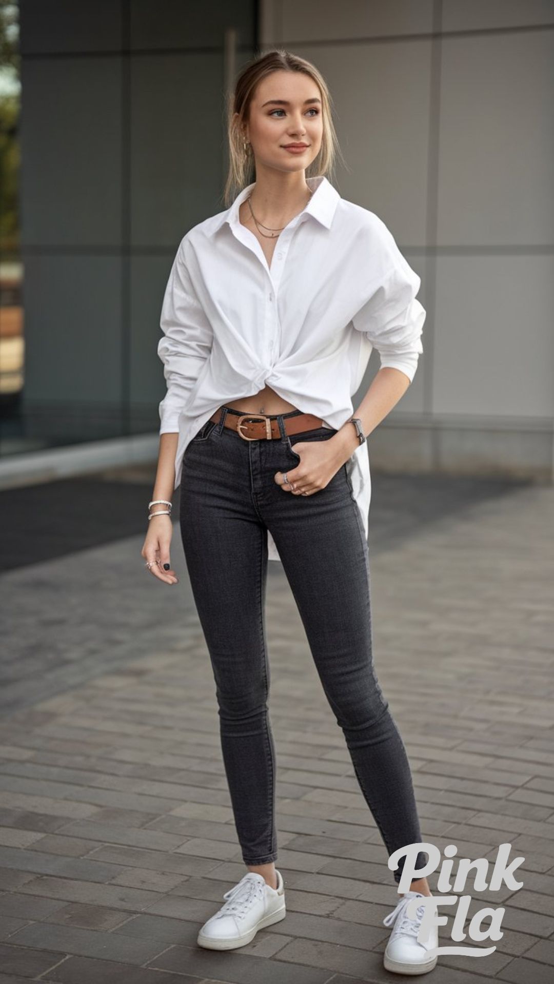 Clean and Casual with a White Shirt and Dark Jeans - Dark Denim Jeans Outfit