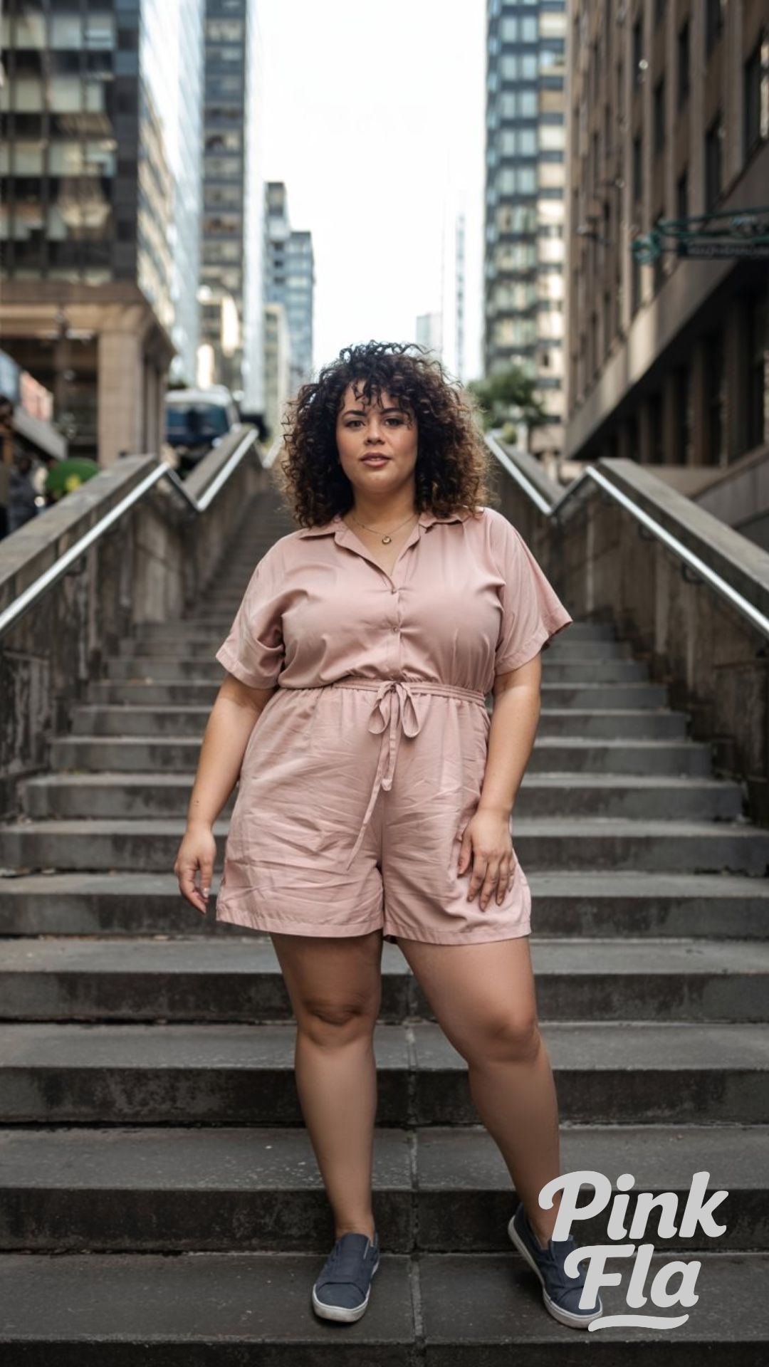 Drawstring Romper with Street Appeal - Plus Size Summer Outfits with Sneakers
