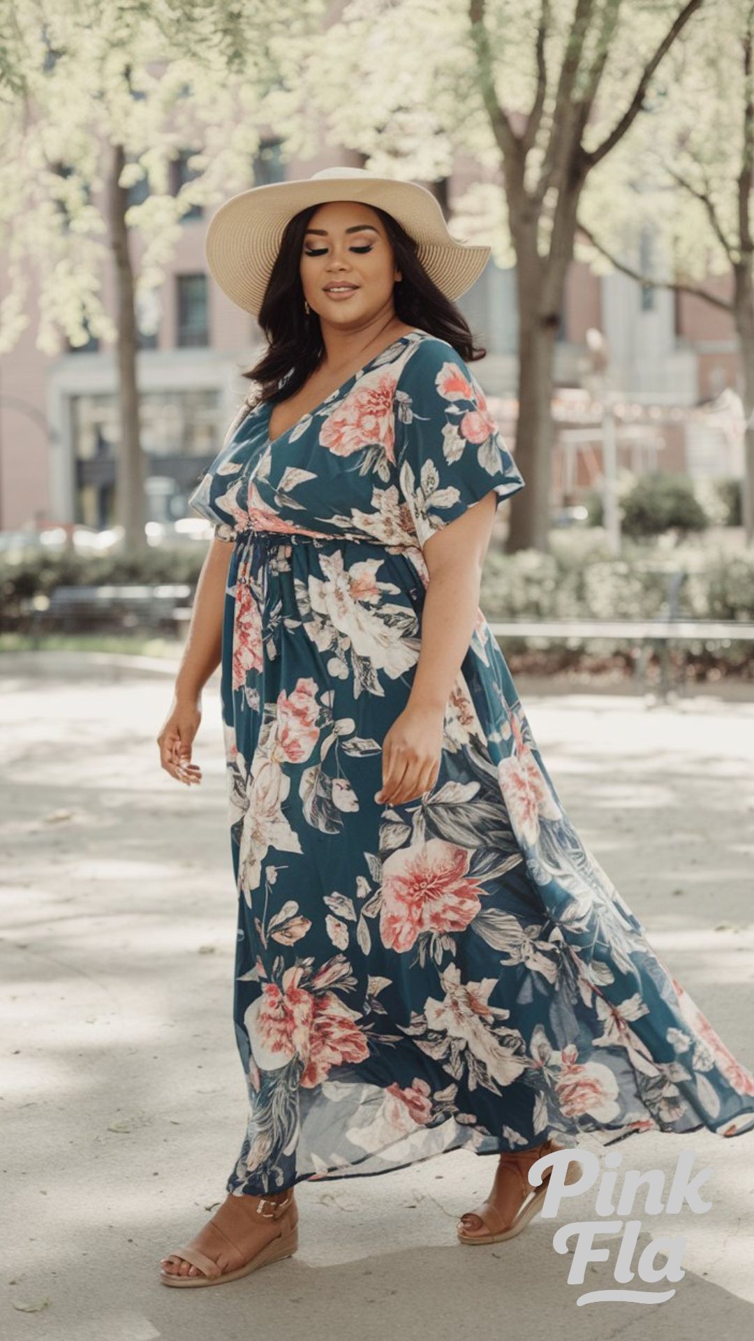 Effortless Elegance in a Floral Maxi - Casual Summer Outfits for Curvy Women