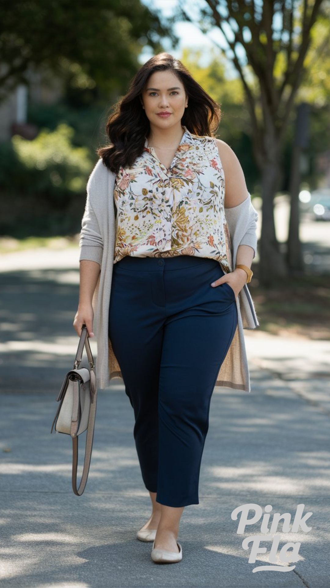 Floral Elegance with Navy Accents - Plus Size Summer Business Casual Outfits