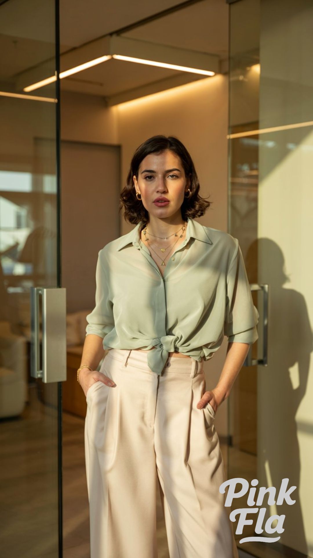 Fresh-Faced: Soft Shirt and Tailored Pant Combo - Curvy Summer Business Outfits for Workdays