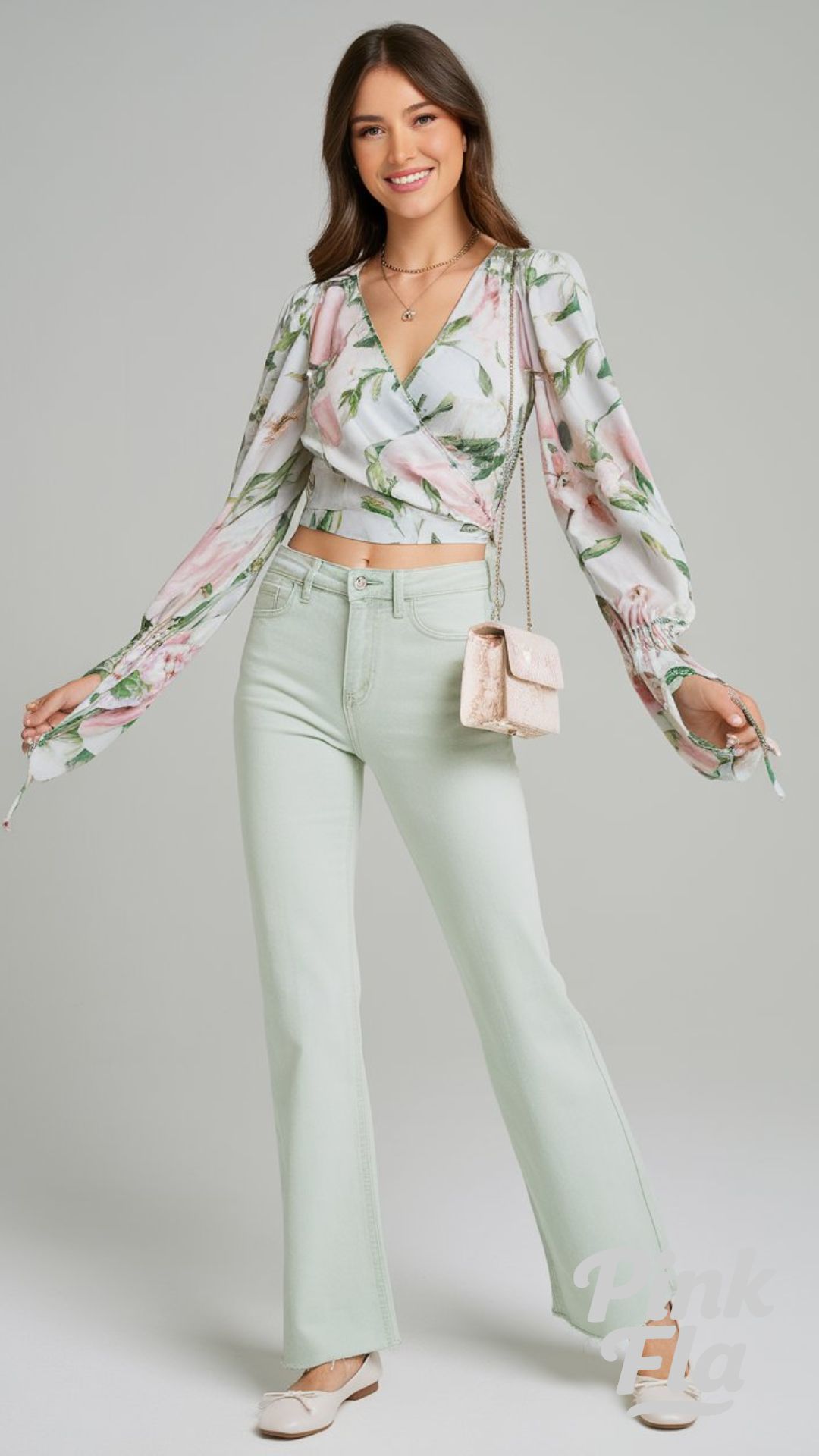 Fresh and Feminine Spring Look - Bootcut Jeans Outfit