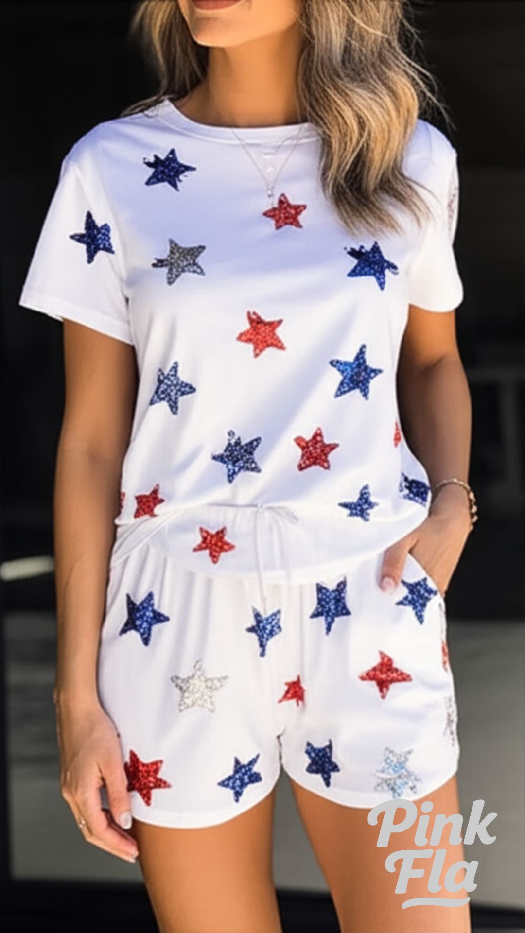 Glamorous Sparkle: Sequin Two-Piece Set for Celebration & Casual Party - 4th of July Outfits