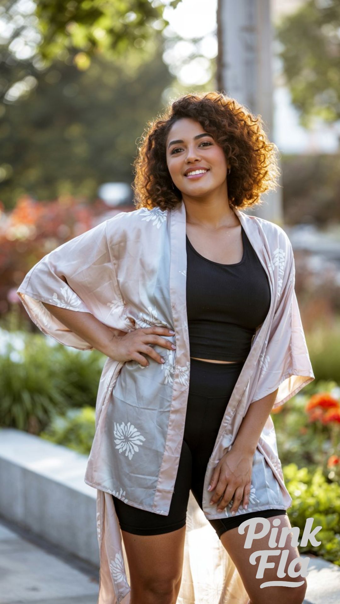 Kimono Ease Meets Athleisure Cool - Curvy Summer Outfits for Black Women