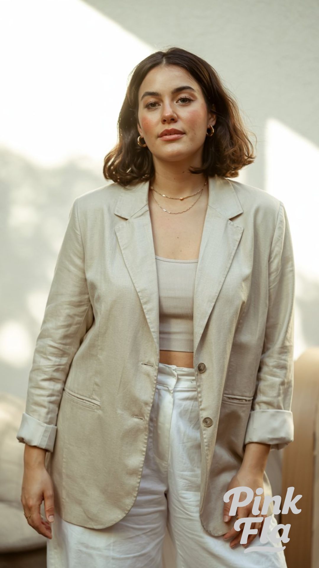 Linen Layers: Effortless Cool with a Structured Edge - Curvy Summer Business Outfits for Workdays
