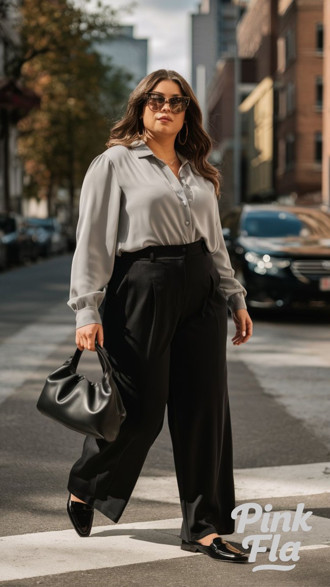 Modern Gray and Black Ensemble - Plus Size Summer Business Casual Outfits