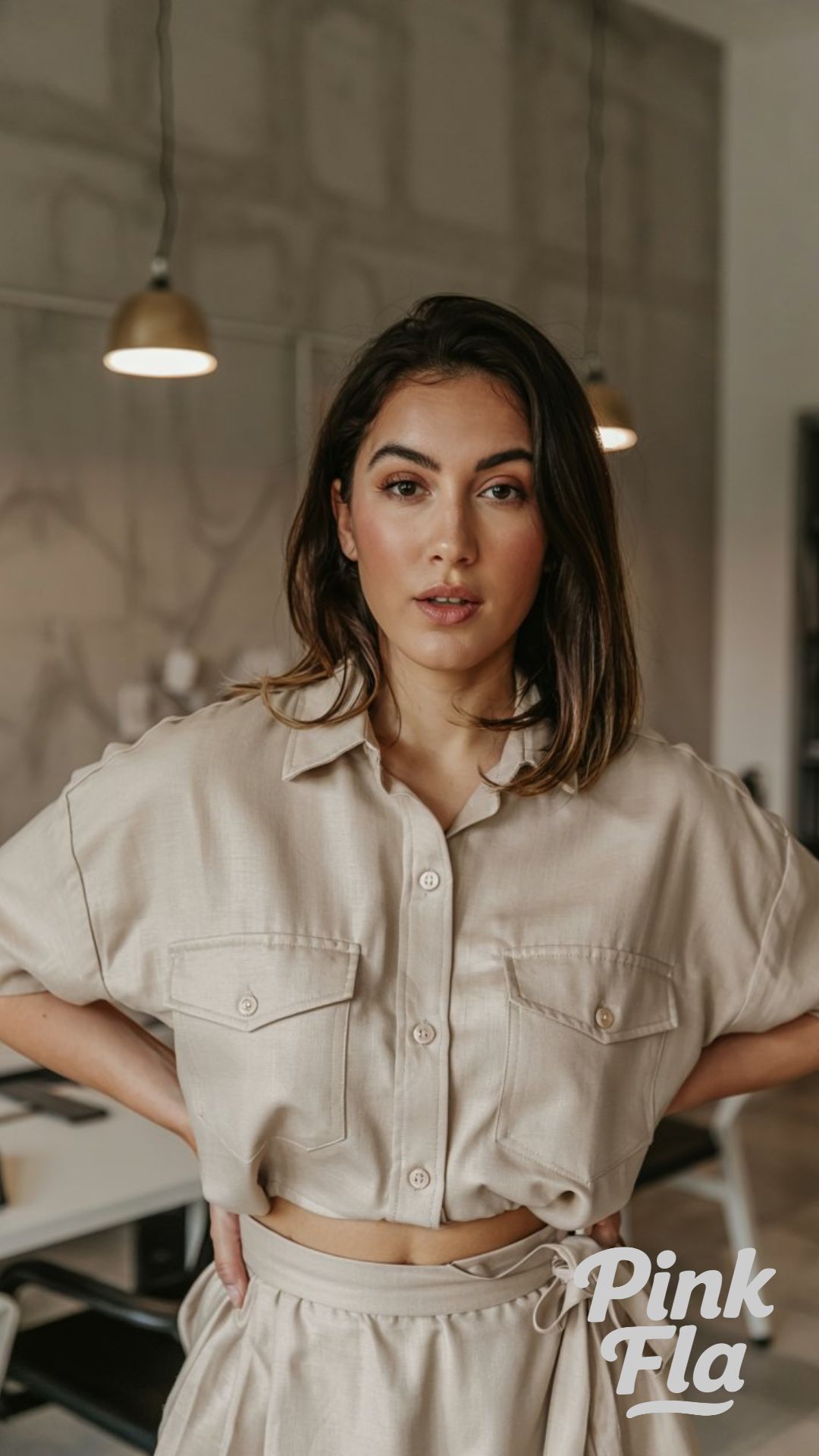 Modern Minimalist: Matching Set in Soft Neutrals - Curvy Summer Business Outfits for Workdays