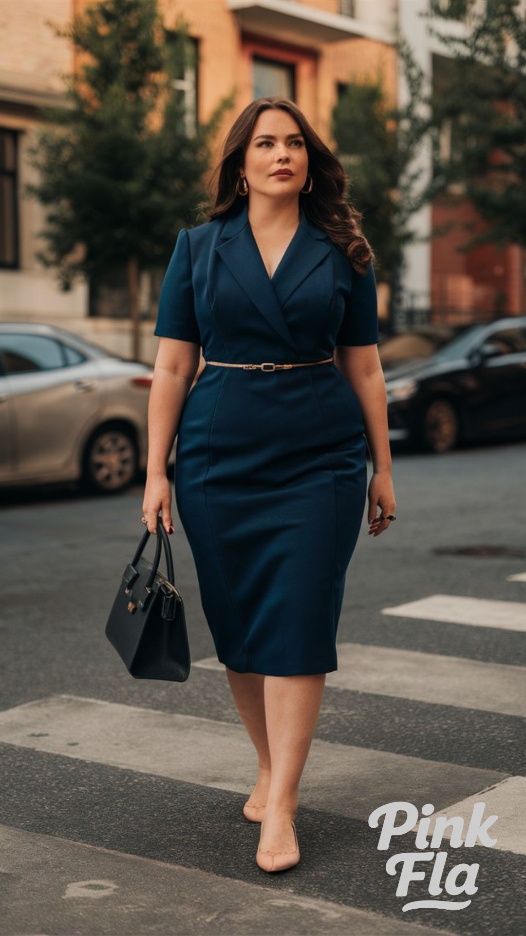 Navy Power Dress - Plus Size Summer Business Casual Outfits