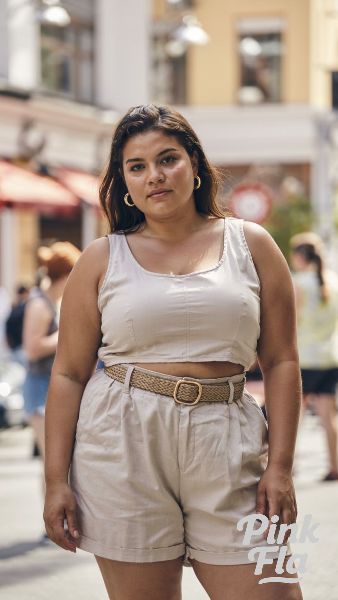 Neutral Tones Meet City Heat - Plus Size Summer Outfits with Shorts
