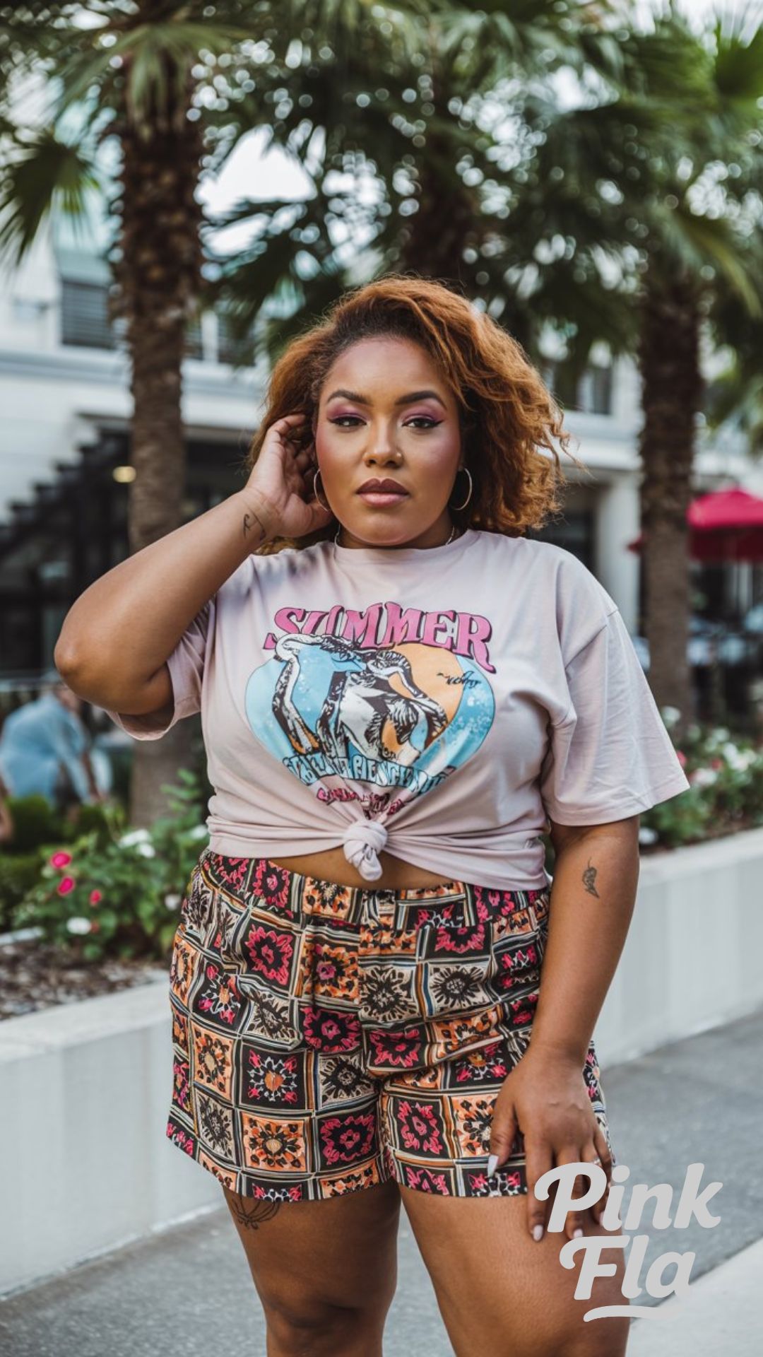 Pattern Play with Graphic Ease - Plus Size Summer Outfits with Shorts