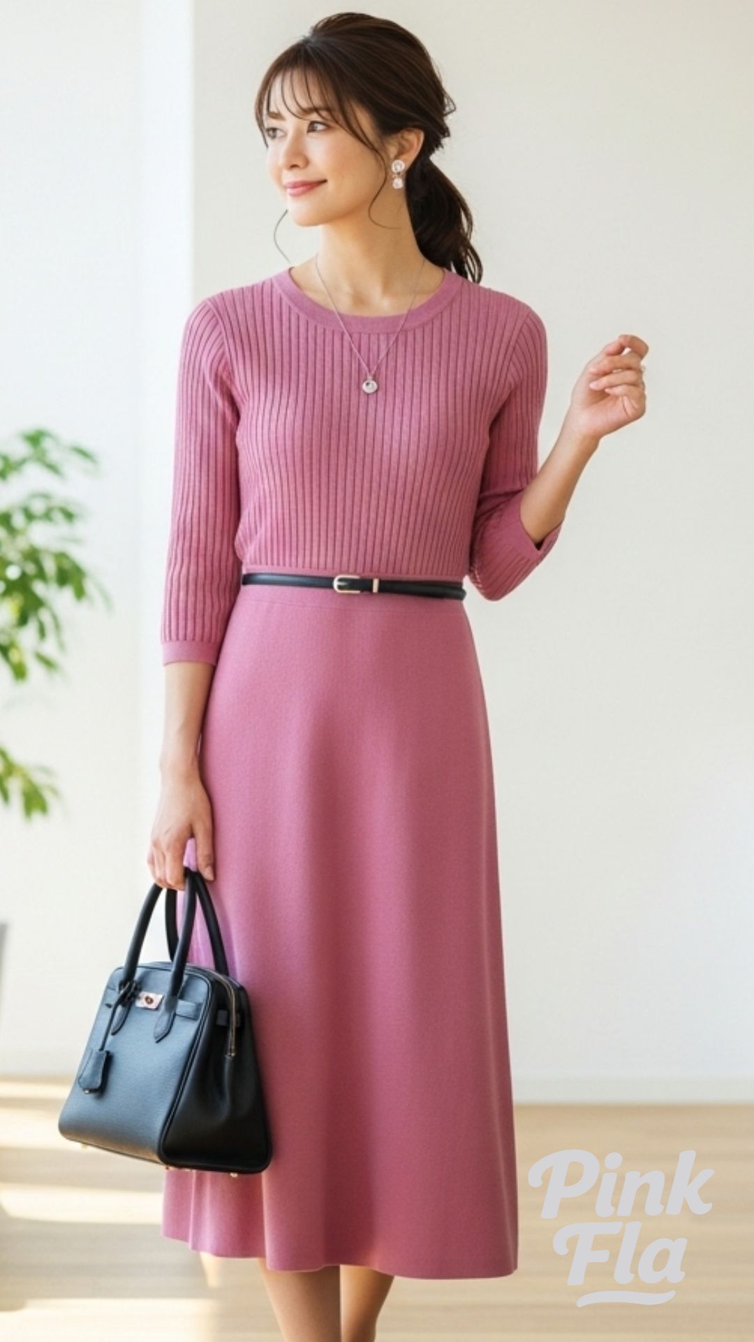 Pink Knit Grace - Feminine Corporate Girlie Outfits