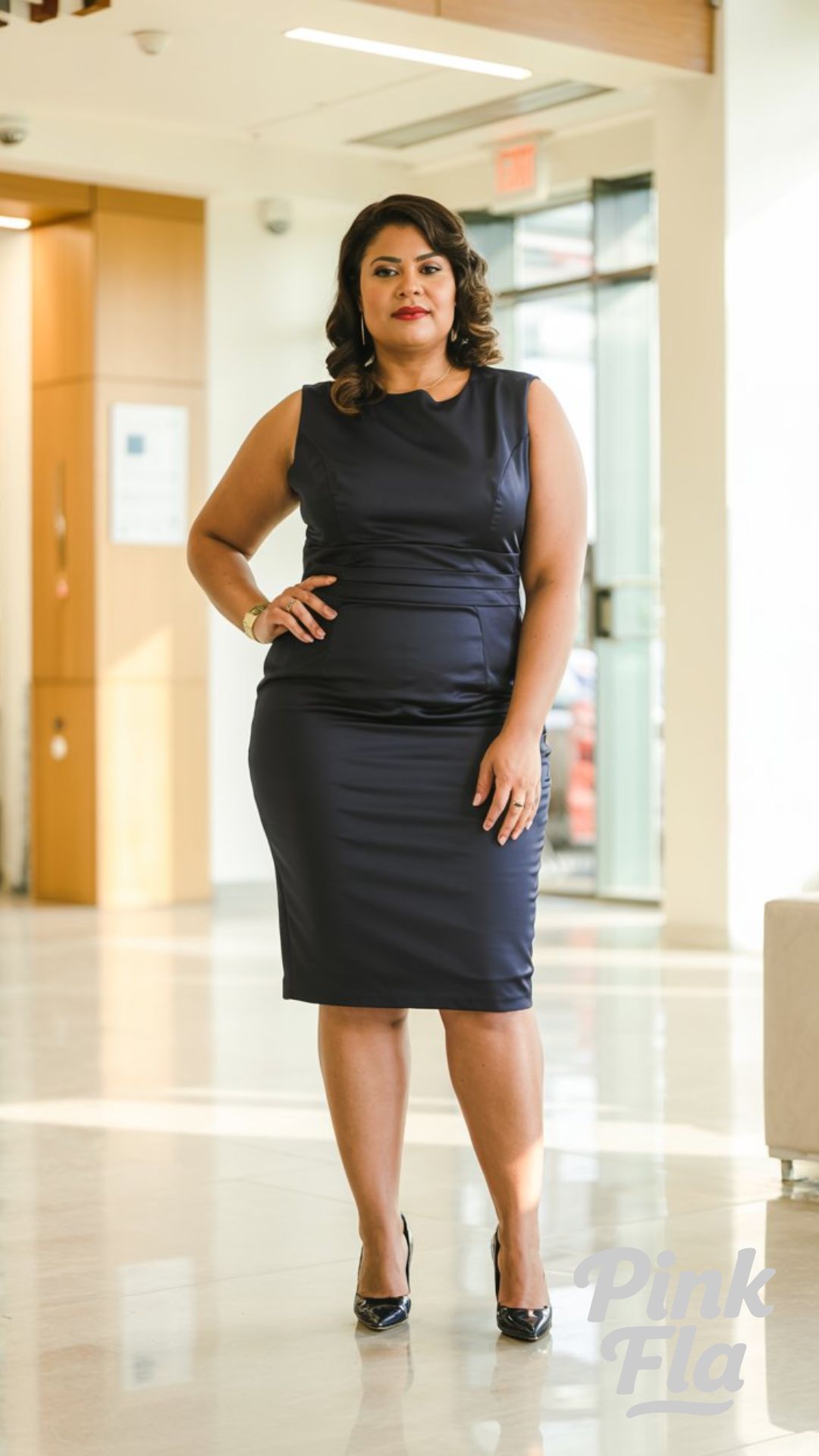 Quiet Confidence: The Navy Sheath That Works Overtime - Curvy Summer Business Outfits for Workdays