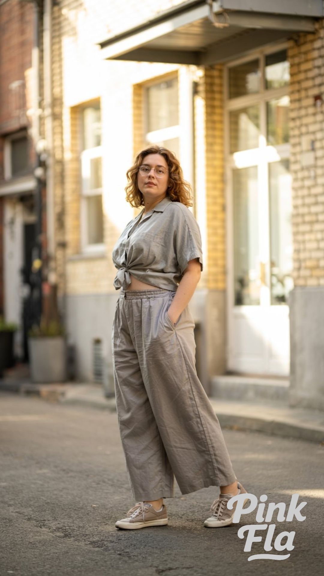 Relaxed Street Neutral - Plus Size Summer Outfits with Sneakers