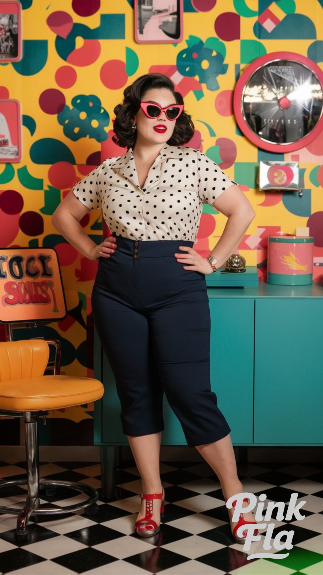 Retro Polka Dot Charm - Summer Outfits for Short Curvy Women