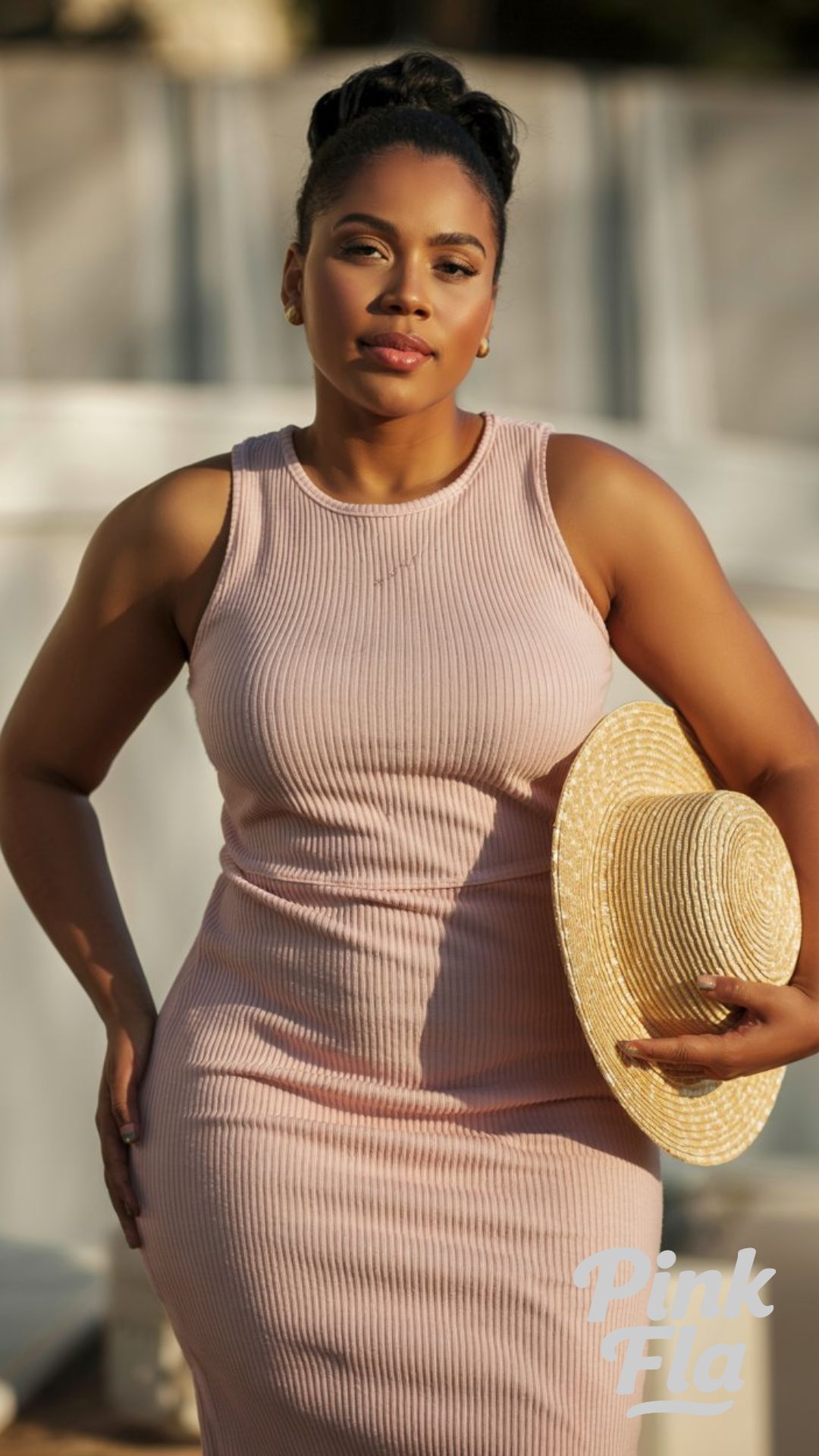 Ribbed in Rose: Fitted and Fresh - Curvy Summer Outfits for Black Women
