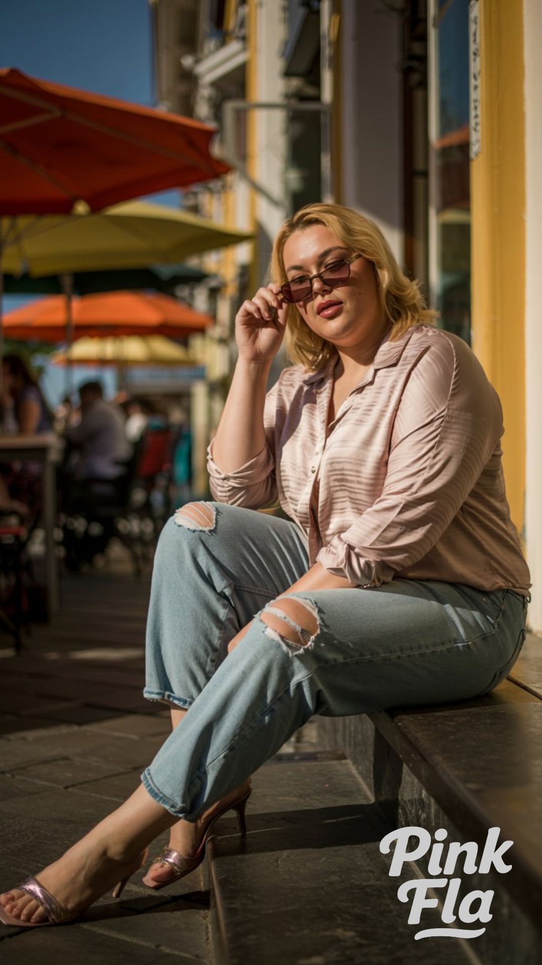 Satin & Denim: Café-Ready Confidence - Plus Size Summer Outfits with Jeans