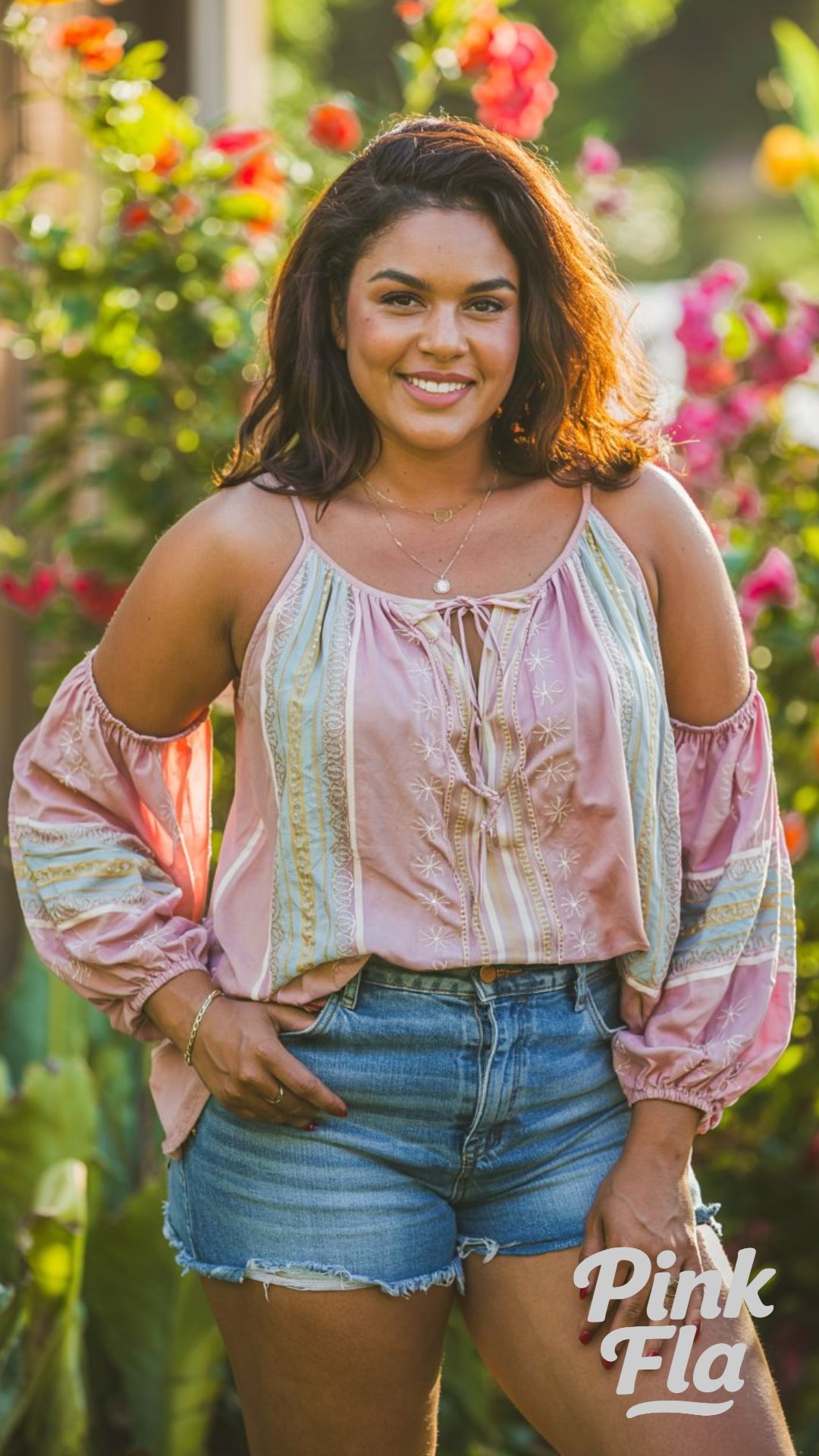 Shoulder-Baring Prints with a Fitted Base - Plus Size Summer Outfits with Shorts