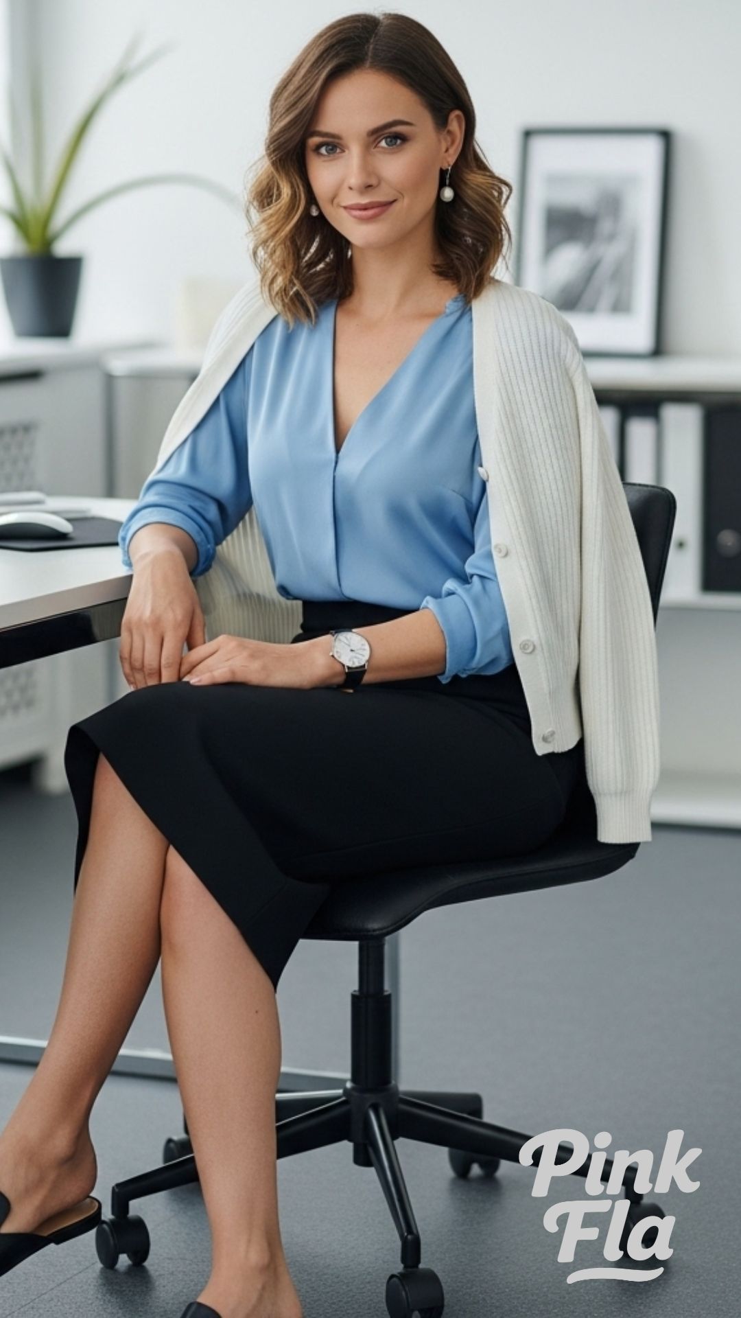 Soft Blue Professional Duo - Feminine Corporate Girlie Outfits