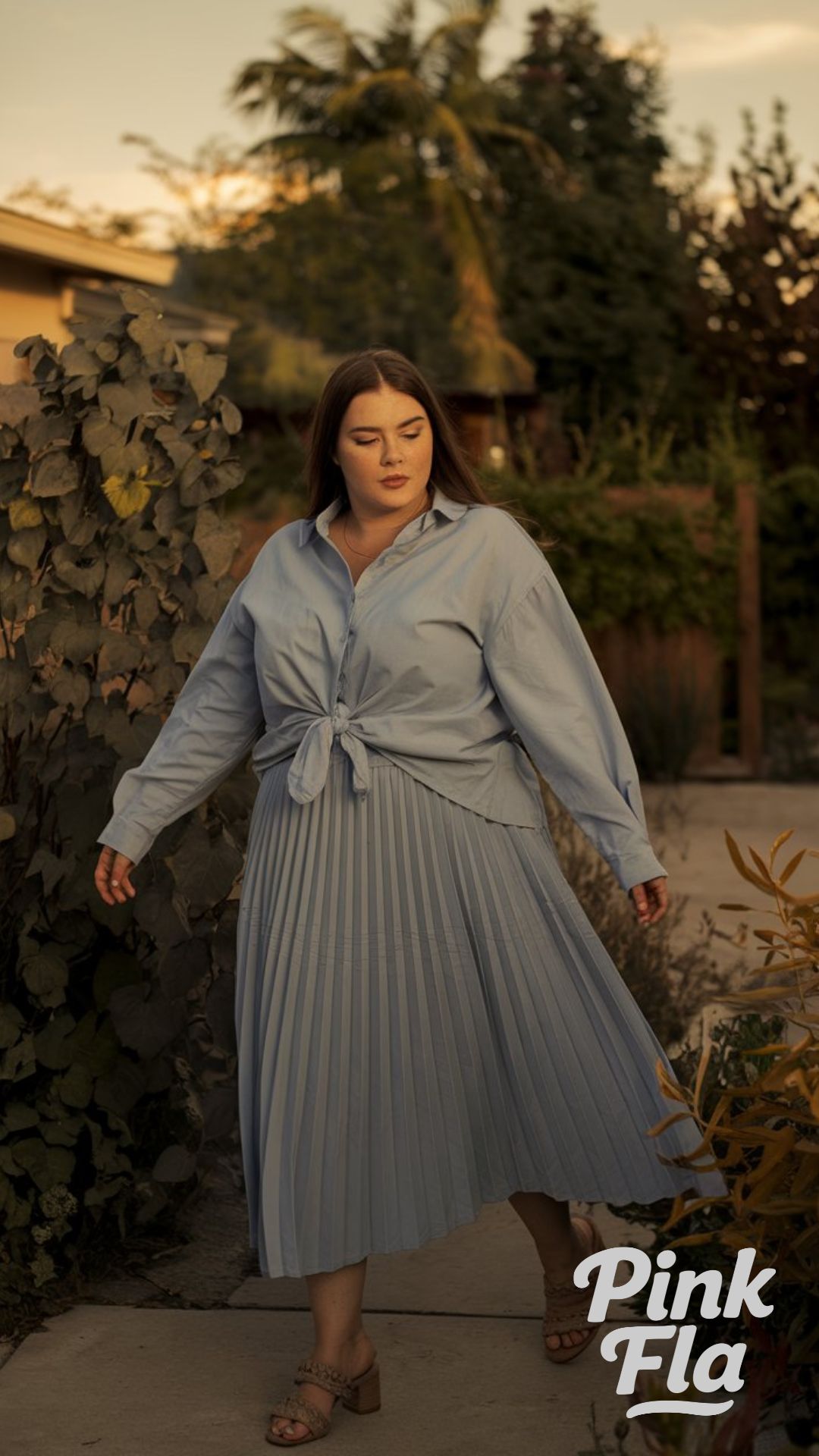 Soft Blues, Strong Style: The New Classic Combo - Plus Size Summer Outfits with Skirt