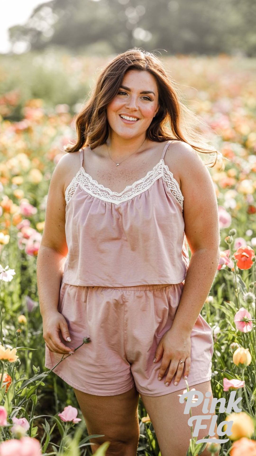 Soft Pink and Lace for Calm Summer Days - Plus Size Summer Outfits with Shorts