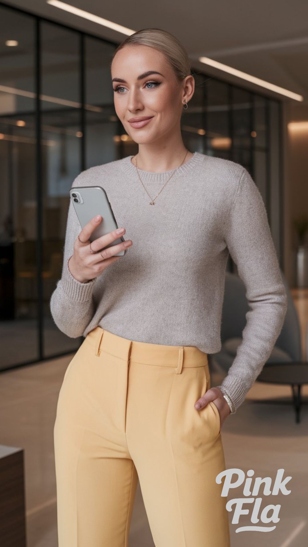 Sophisticated Office Style with Neutral Tones - Yellow Pants Outfit Ideas