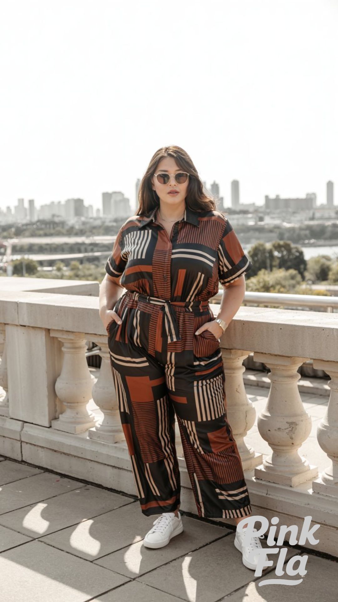 Structured Prints for a City View - Plus Size Summer Outfits with Sneakers