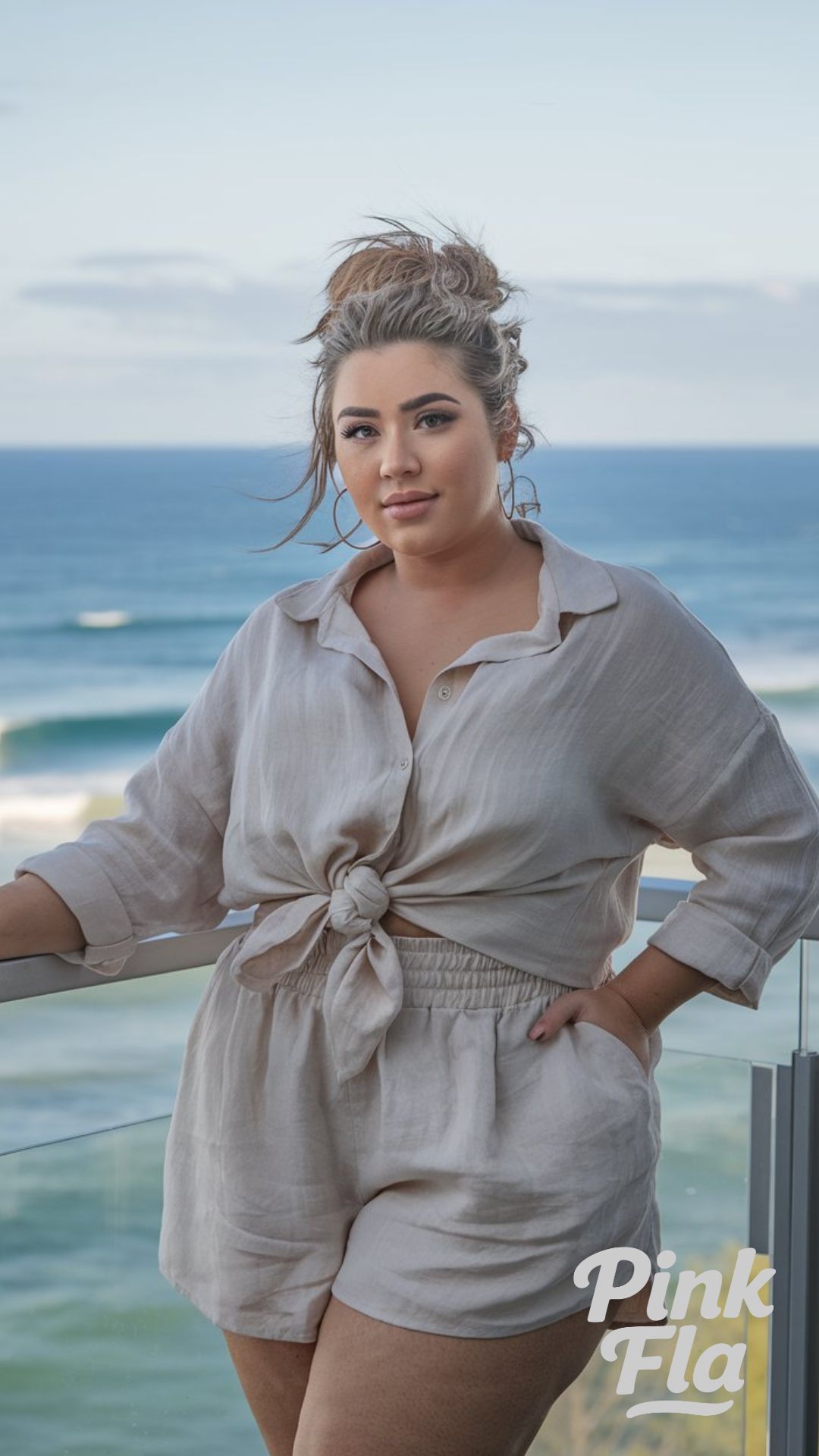 Tie-Front Simplicity for a Beachside Afternoon - Casual Summer Outfits for Curvy Women