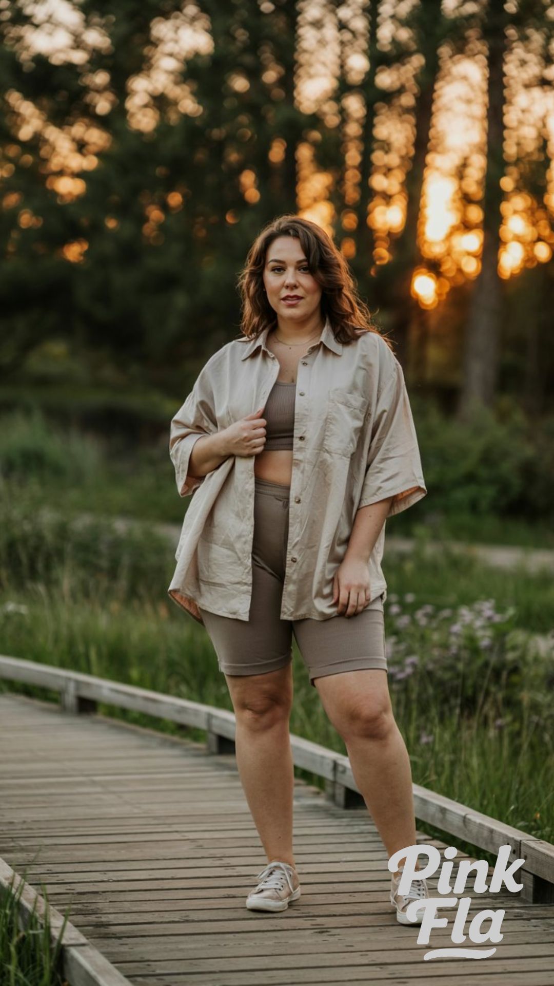 Utility Layers Meet Lounge Fit - Plus Size Summer Outfits with Sneakers