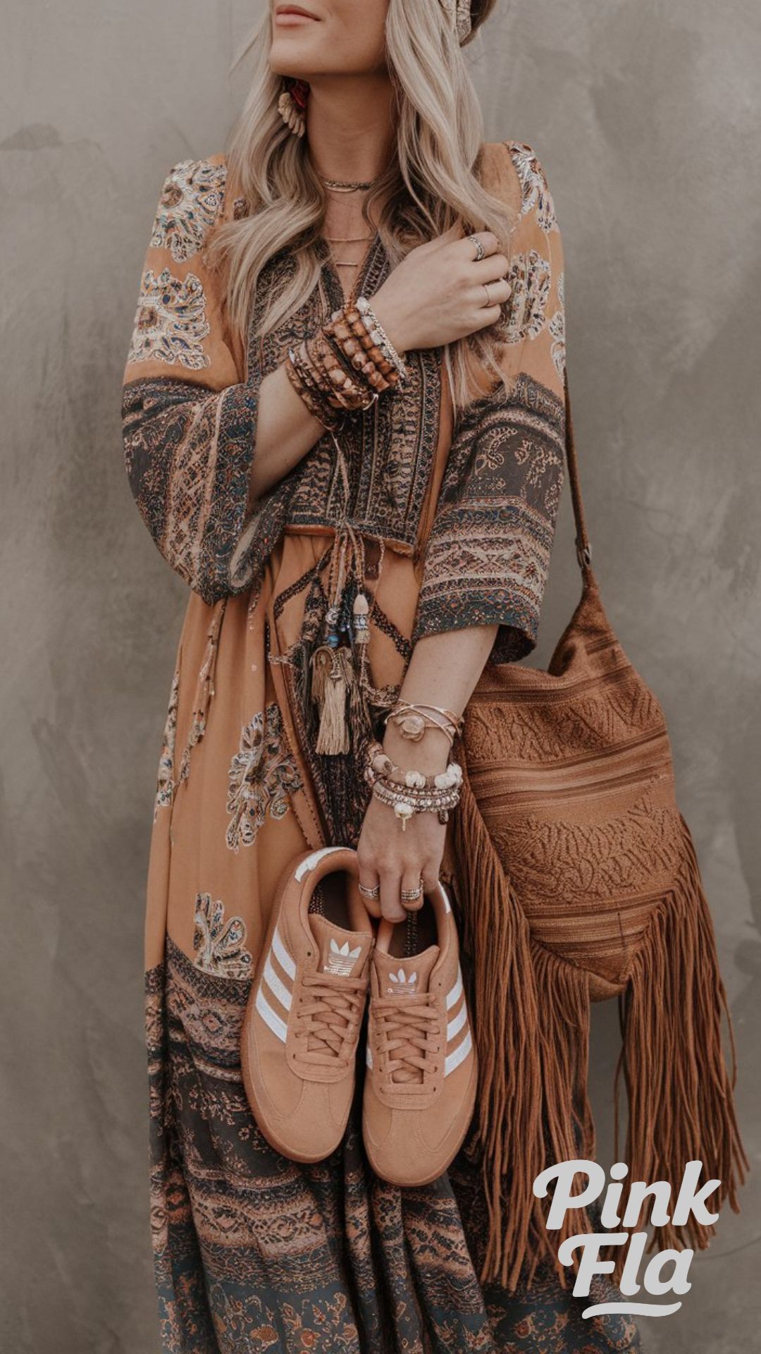 Bohemian Ease with Rich Textures - Outfit Ideas with Sneakers