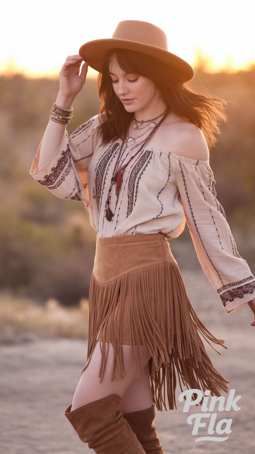 Boho-Chic Style with a Rustic Twist - High-Knee Boots Outfits