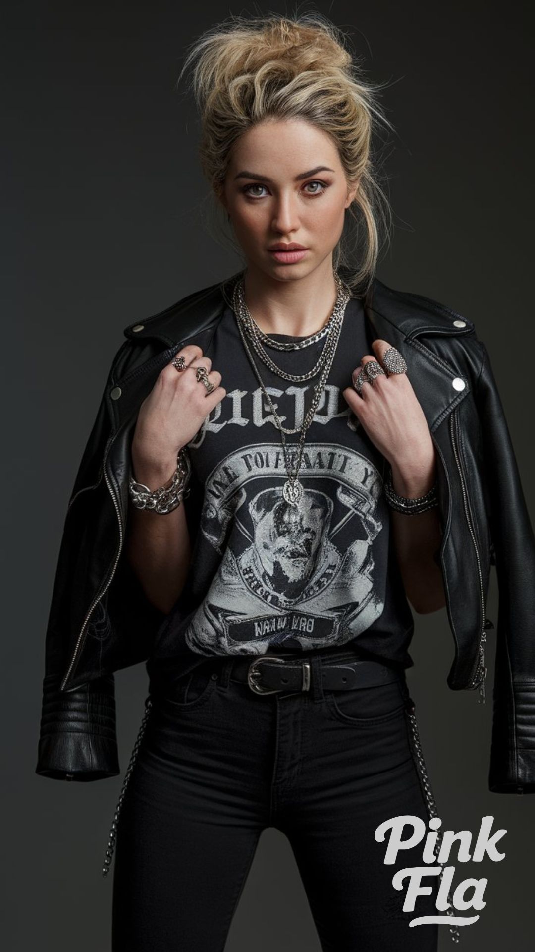 Bold Rock-Inspired Look with Leather - Outfit Ideas with Black Jeans