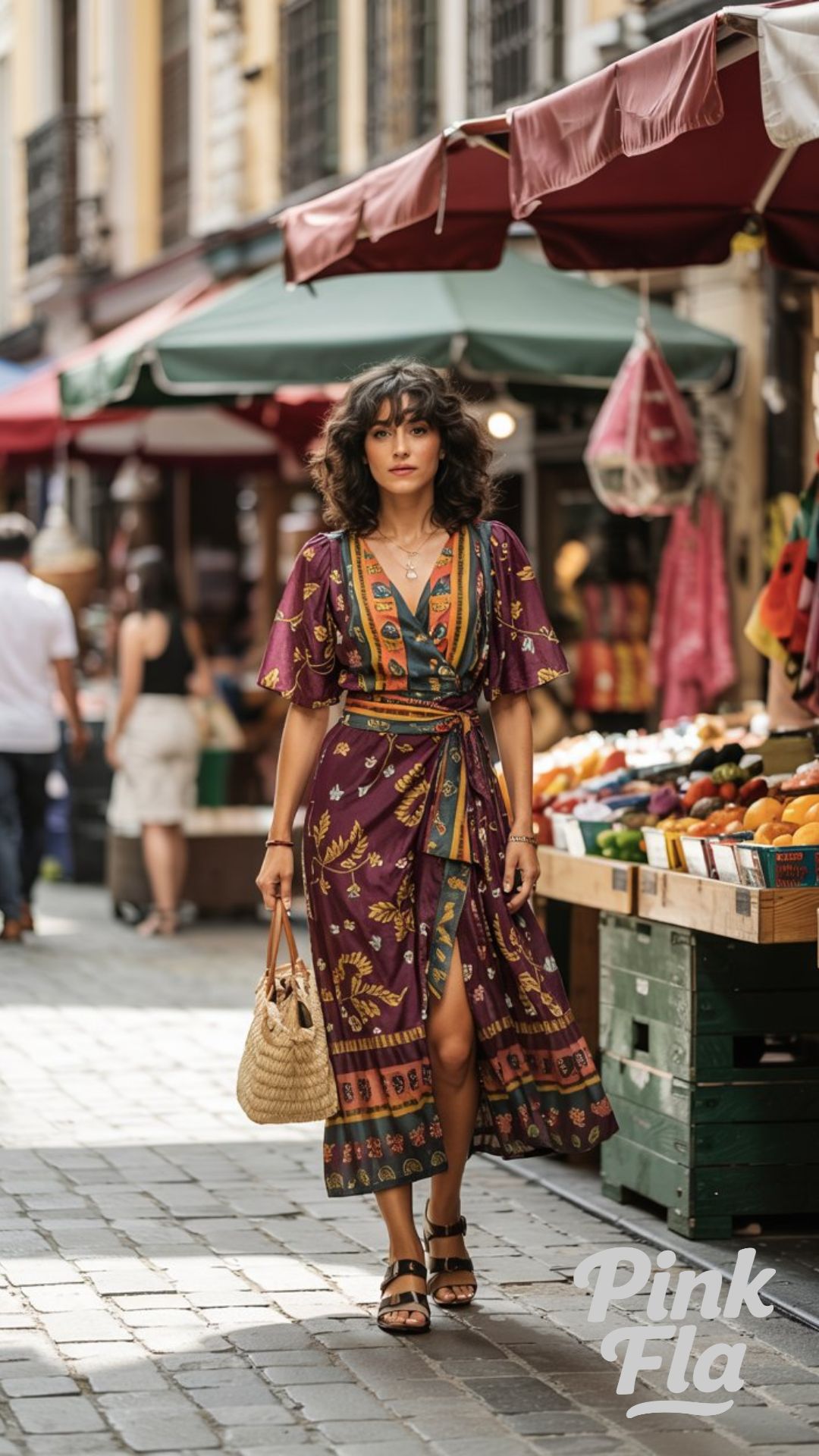 Bold and Breezy: Boho Wrap Dress for the Market - Trendy Summer Outfit Ideas