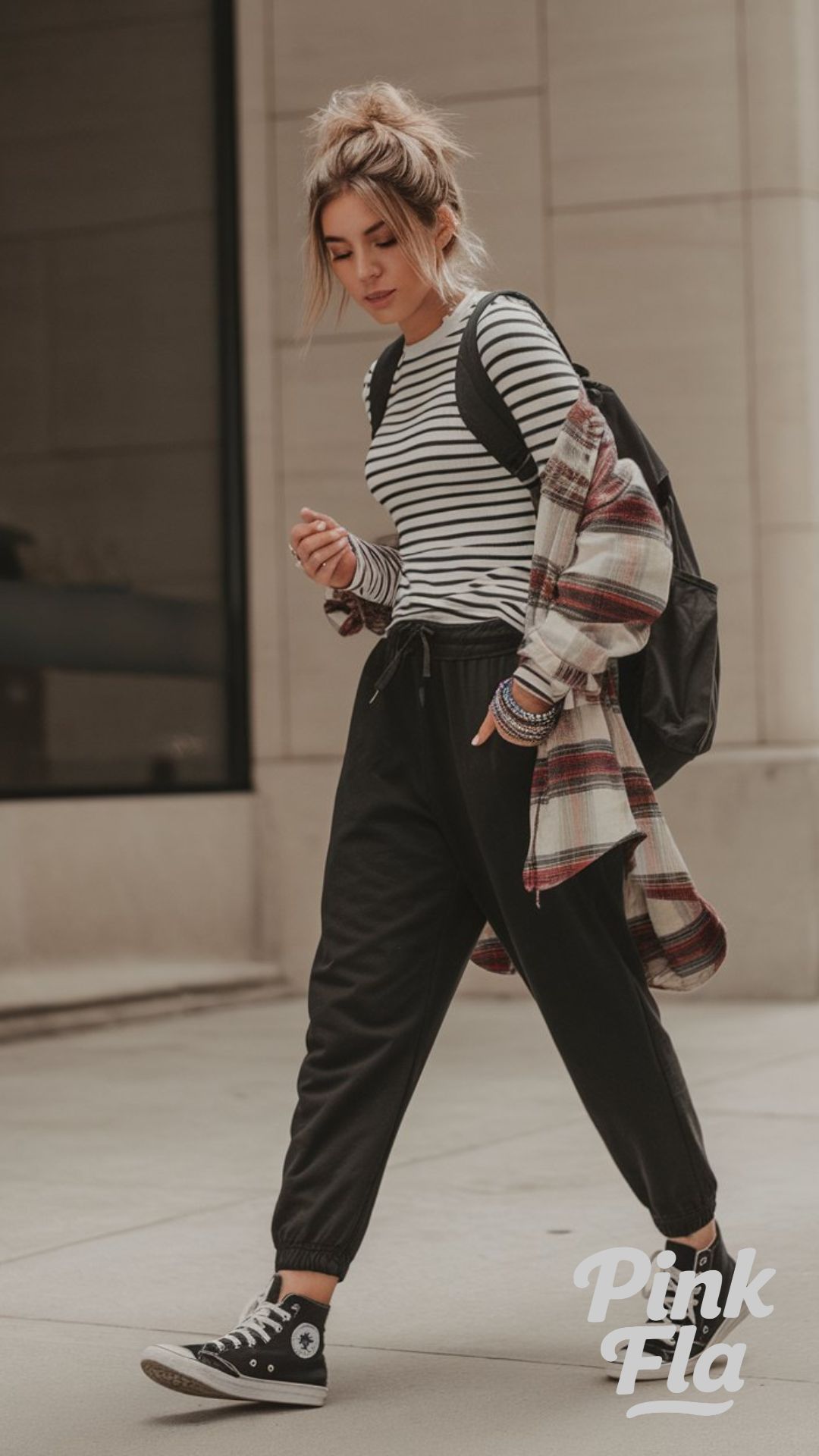 Casual Layers with Classic Stripes - Outfits with Sweatpants for School