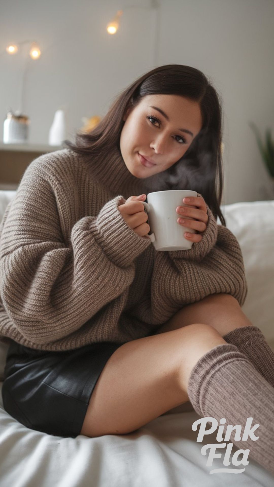 Cozy Indoor Style with a Black Mini Skirt - Black Mini Skirt Outfit