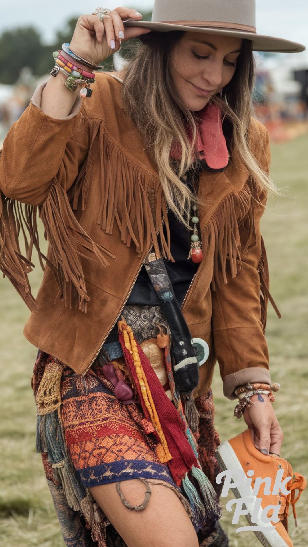 Free-Spirited Festival Look with Bold Accents - Outfit Ideas with Sneakers