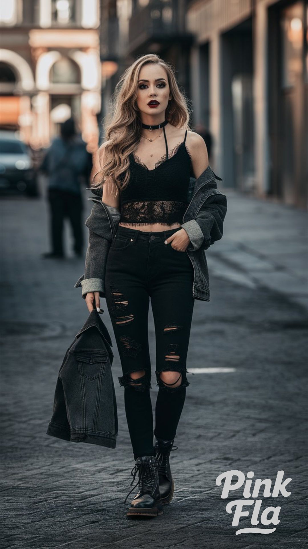 Lace and Denim Vampire Goth Outfits