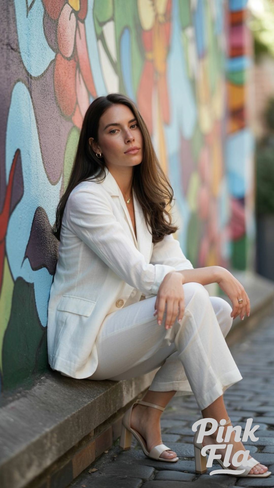 Minimal Power in White Linen Summer Outfits with Heels