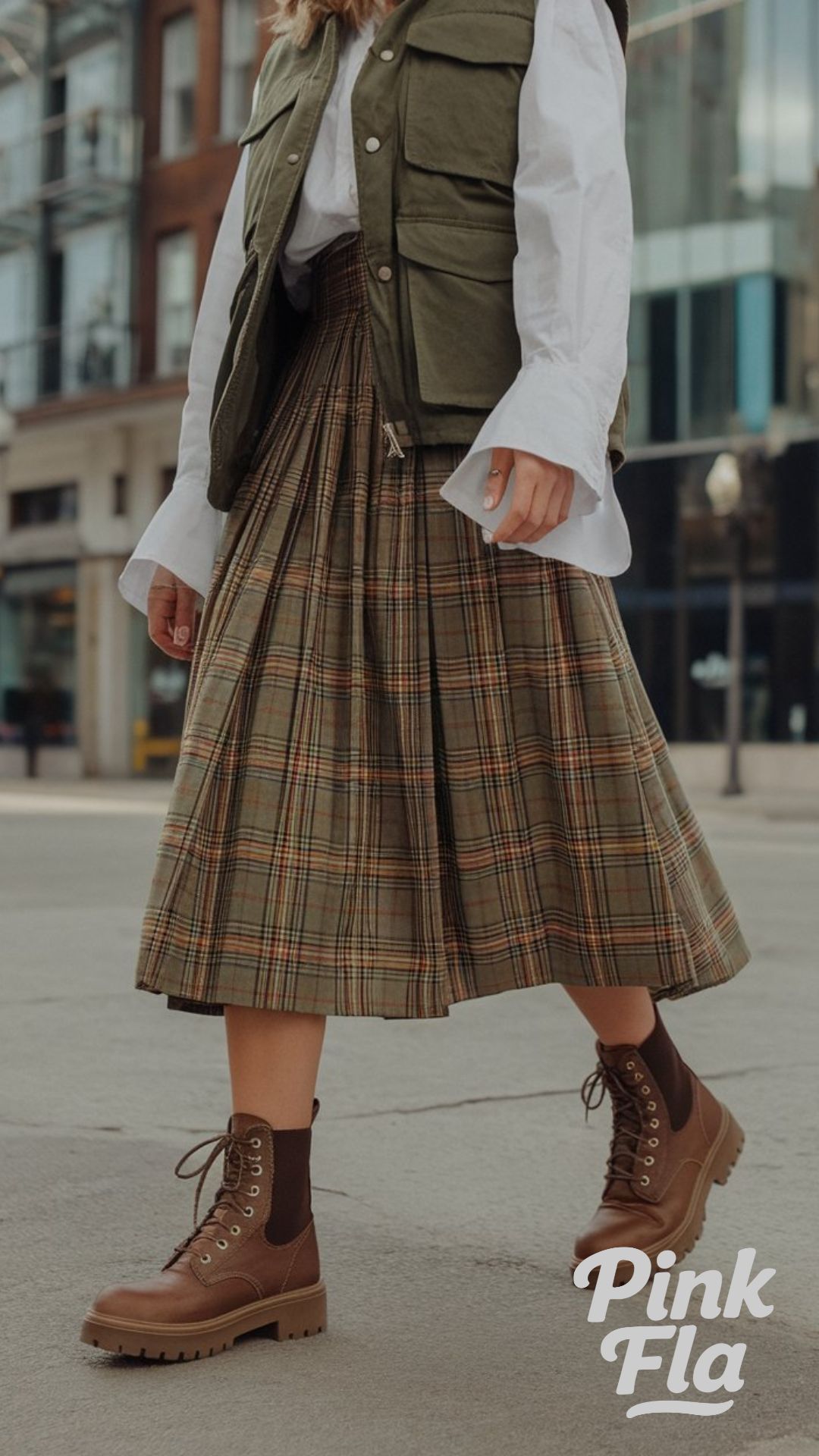 Modern Preppy Twist with Combat Boots - Summer Outfits with Boots