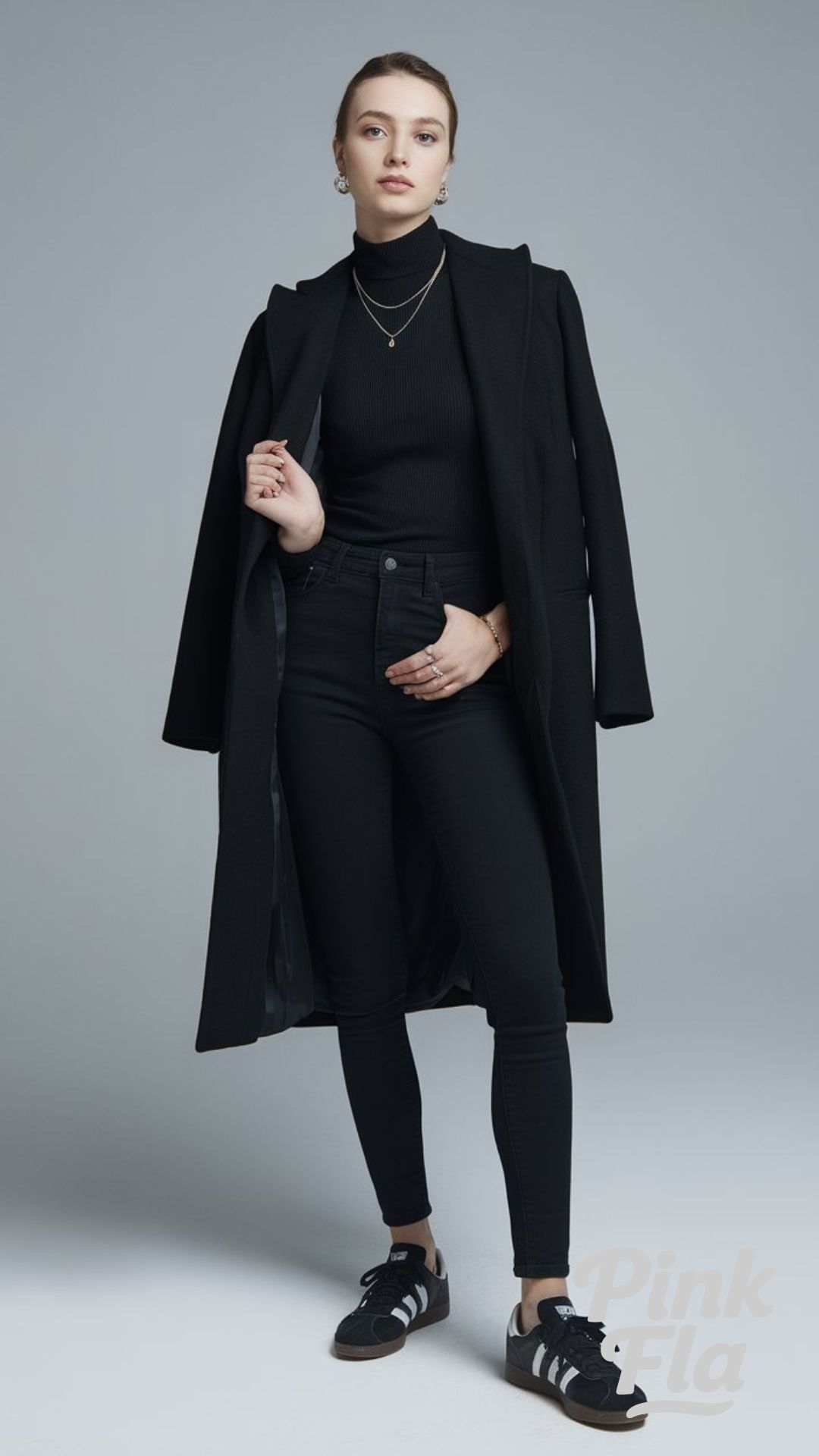 Monochrome Minimalism with a Sleek Finish - Outfit Ideas with Sneakers