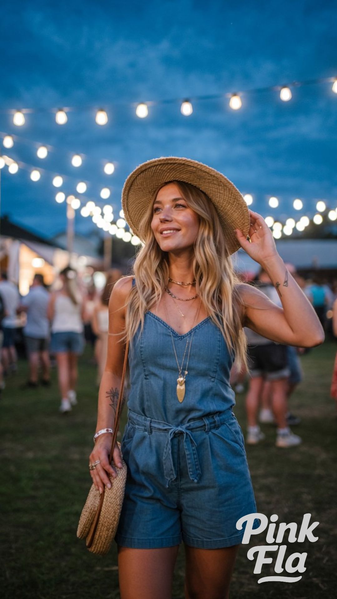 One-Piece Wonder: Denim Romper with Summer Ease - Summer Festival Outfit Ideas