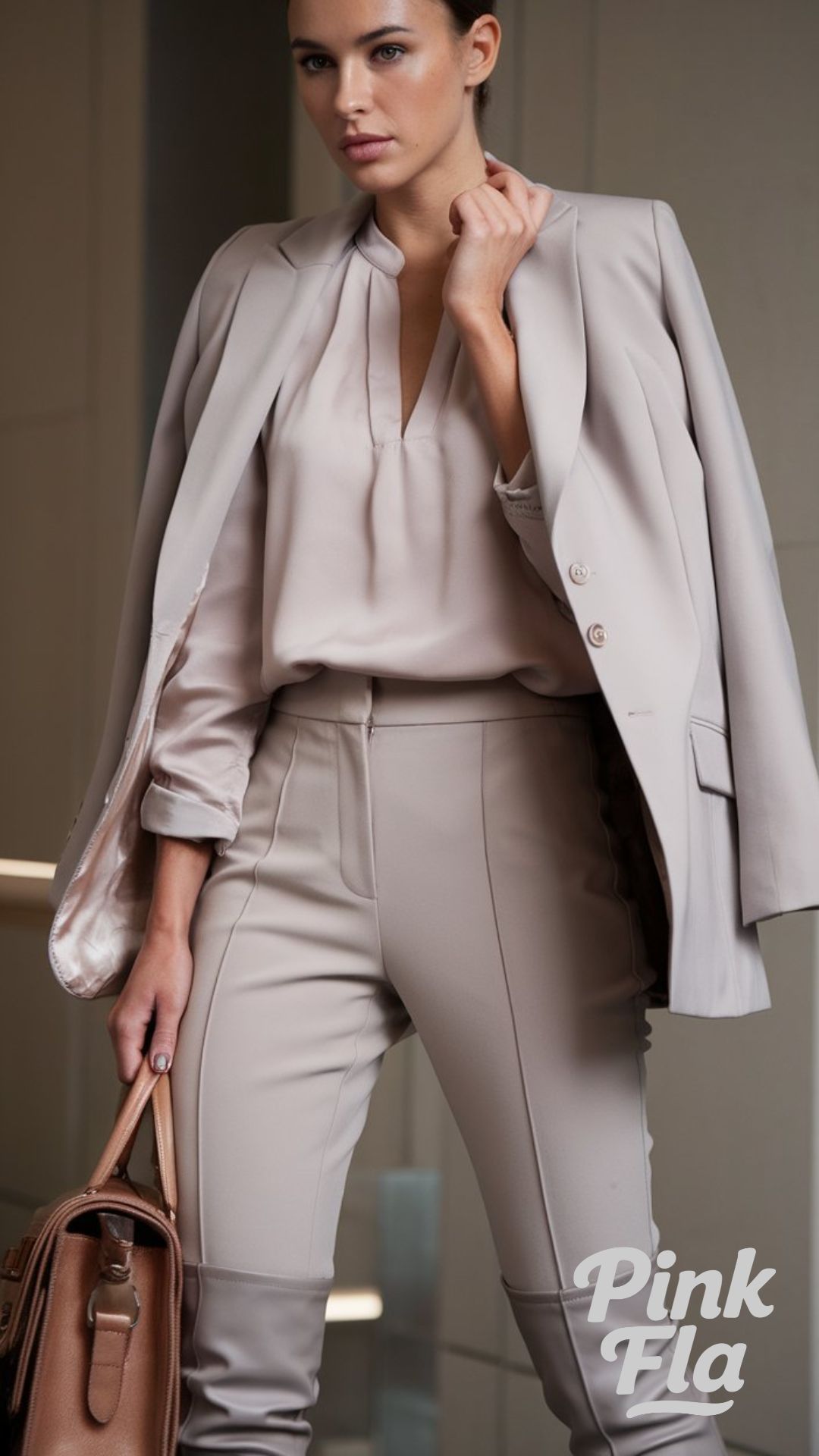 Polished Neutrals for a Sleek Office Look - Thigh-High Boots Outfits