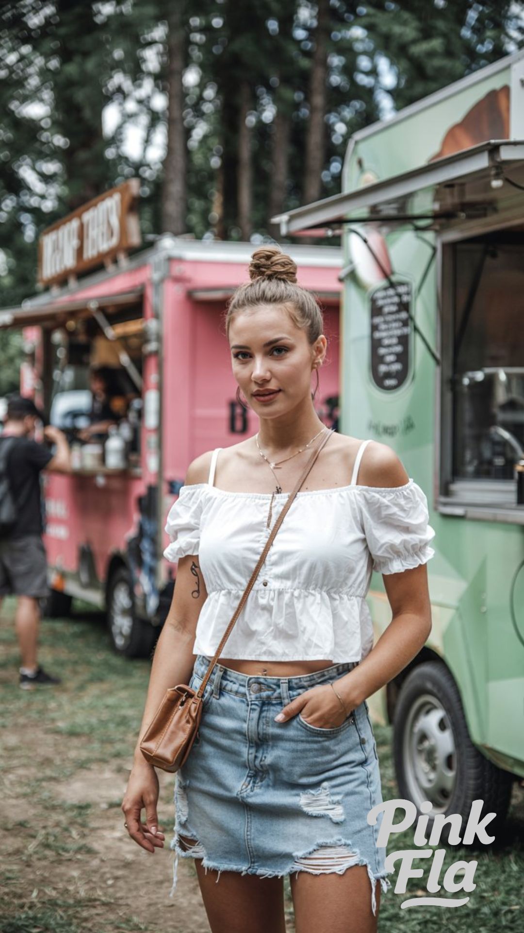 White & Denim Simplicity with a Summer Glow - Summer Festival Outfit Ideas