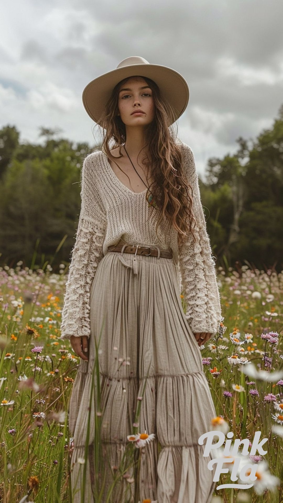 Boho Knit and Maxi Skirt - Early Fall Outfits