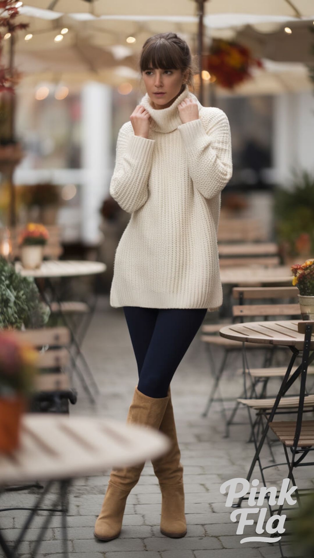 Casual Charm in a Chunky Turtleneck - Fall Outfits with Leggings