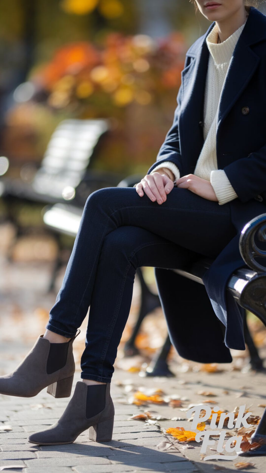 City Style in a Navy Peacoat and Leggings - Fall Outfits with Leggings