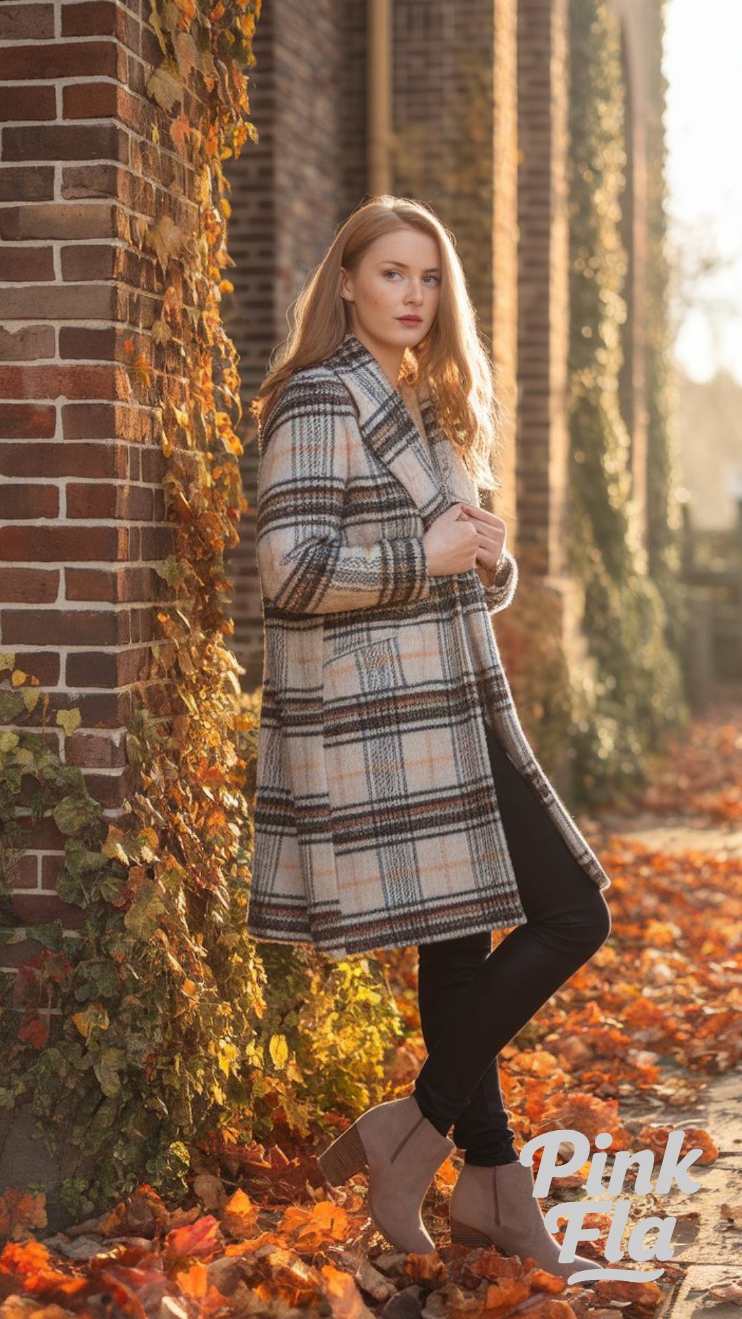 Classic Fall Look with a Plaid Coat and Leggings - Fall Outfits with Ankle Boots