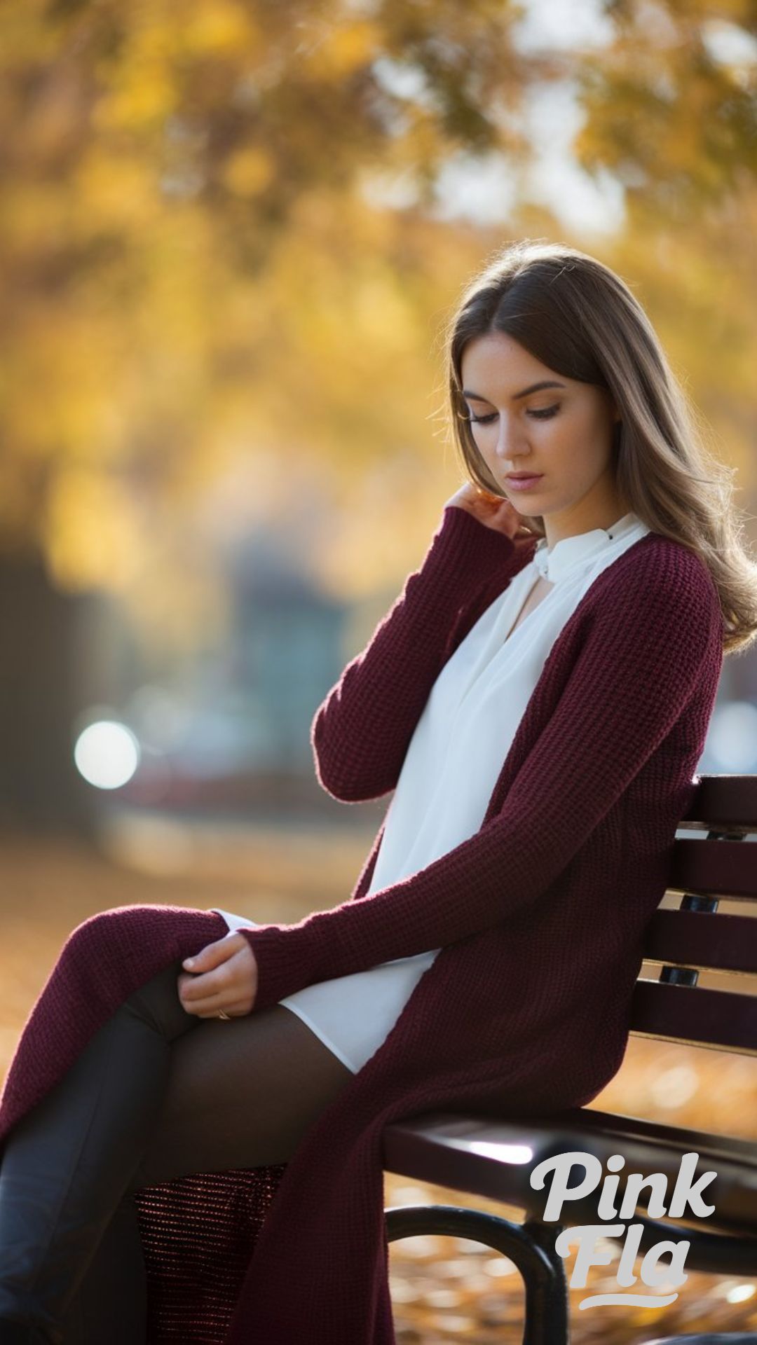 Cozy Layers in Burgundy and White - Fall Outfits with Leggings