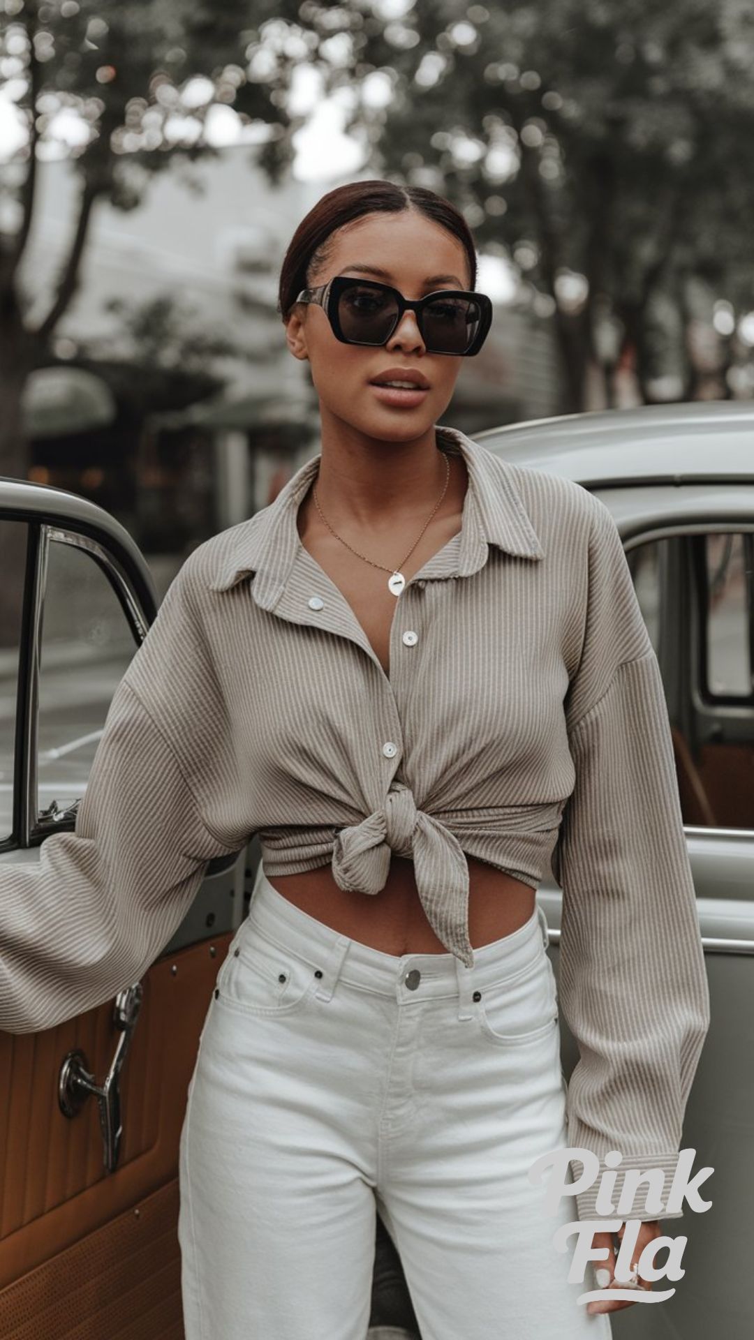 Crisp Neutrals with Classic Detail - Summer Outfits with White Pants