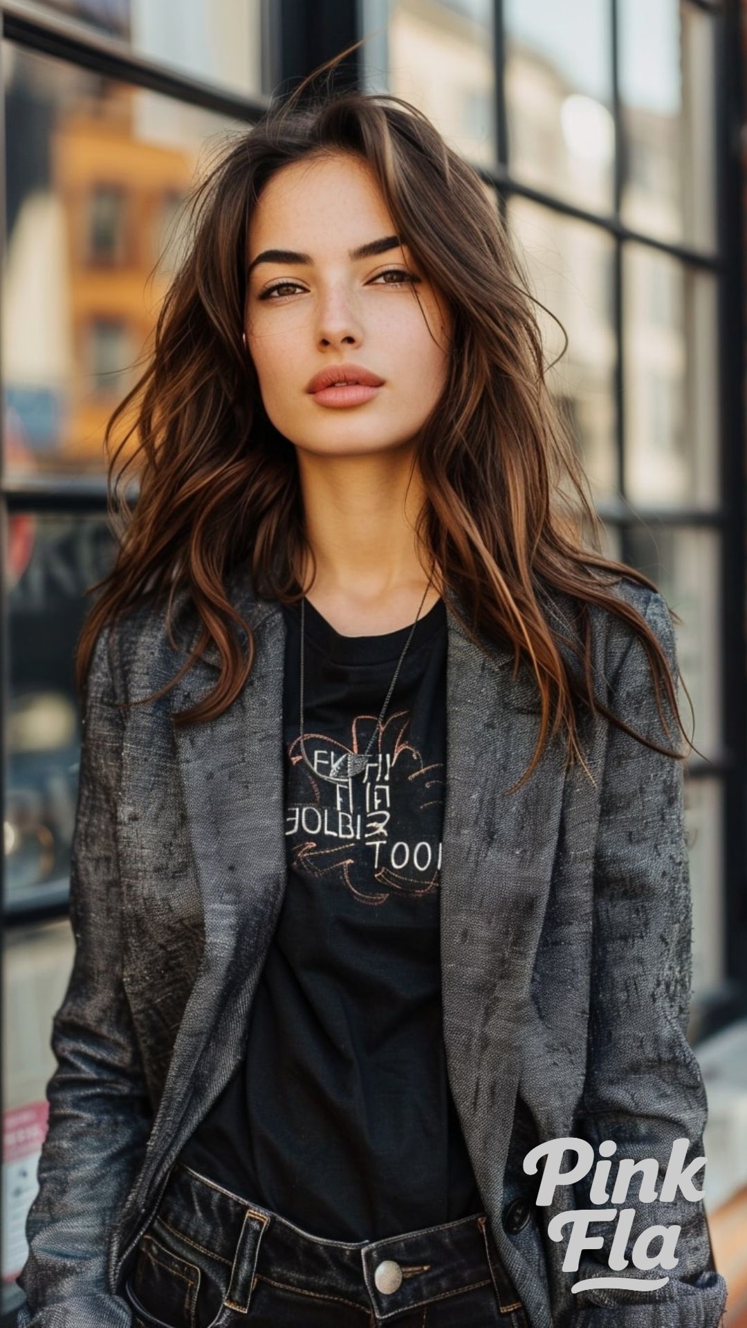 Edgy Blazer and Graphic Tee - Early Fall Outfits
