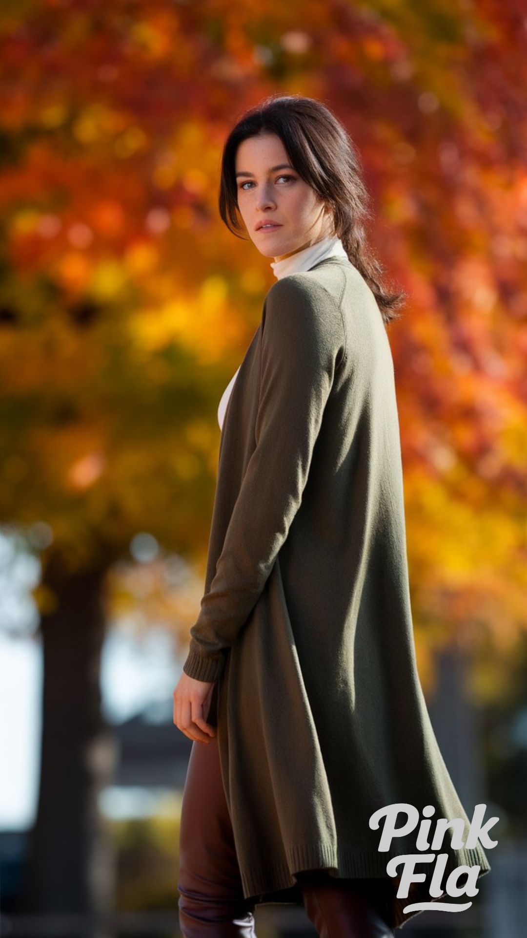 Elegant Layers with an Olive Cardigan - Fall Outfits with Leggings
